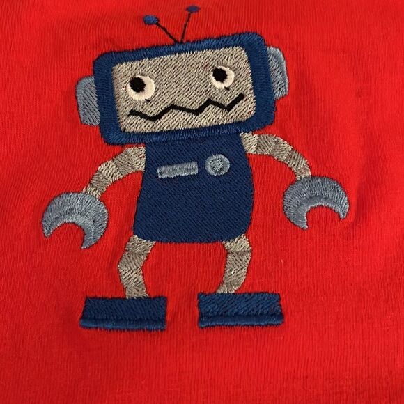 NWT, Red Flap Happy romper/onesie, embroidered robot, 3 months 100% cotton - Picture 4 of 5
